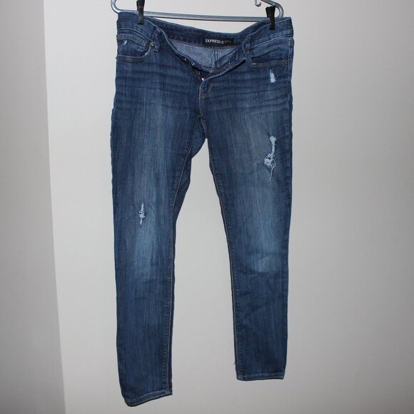 FREE WITH ANY PURCHASE❤️Express jeans leggings Stella low rise denim distressed - Picture 1 of 10